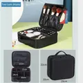 Große schwarze Oxford-Kosmetiktasche mit Spiegel und verstellbaren Trennwänden - Mini-Größe (2 Schichten) / Schwarz