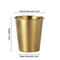 450ml 304 stainless steel cup in brushed gold finish with detailed size measurements - 304 Single Layer Cup 450ml (Gold)