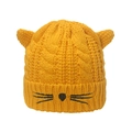 Gelbe Strickmütze mit Katzenohren und weichem Fleece-Futter für Damen im Winter - M(56-58cm) / Gelb