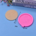 Pink silicone mold for 1st birthday cake decor with Chinese characters and 8.1cm diameter - First Birthday Ceremony Disc (6)