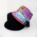 Wende-Anglerhut im Set mit klassischem Schwarz und buntem Paisley-Print-Muster - Erwachsene 55-58cm / Paisley Farbbock Lila