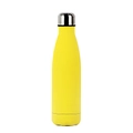 Matte bright yellow vacuum insulated flask with a polished silver metal cap - Lemon Yellow