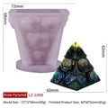 Silicone rose pyramid mold and finished floral candle showing dimensions and texture - Rose Pyramid