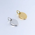 Polished stainless steel oval charms in gold and silver finish for jewelry making - Oval / Steel