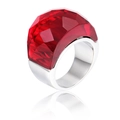Massiver versilberter Cocktailring mit einem großen facettierten roten Kristall - US 6 / Rot/Silber (KR31893-K)