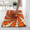 3D illusion vortex bath mat with orange and beige spiral pattern for bathroom decor - Orange Red