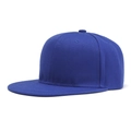 Detail view of navy blue flat brim hip hop cap showing six-panel crown and twill fabric texture - Sapphire Blue