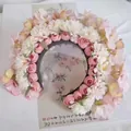 Traditioneller Xunpu Haarreif mit rosa und weißen künstlichen Blumen aus Seide - Xunpu Blumenkrone Materialset