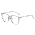 Occhiali anti-luce blu in TR90 con montatura quadrata trasparente e design oversize - Grigio fumo