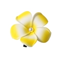 Sweet yellow and white gradient frangipani hair clip with a central pearl detail - Pearl Style / 8cm / Yellow