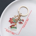 Detail view of a Christmas keychain with measurements showing the 7cm total length - ER823-Enamel Christmas Snowman Hat Snowflake Gift Keychain