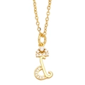 Collana dorata con pendente a lettera L con corona e scintillanti zirconi bianchi - Lettera D