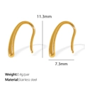 Boucles d'oreilles minimalistes en U dorées en acier inoxydable avec dimensions - Or (EH814 Boucles d'Oreilles Or)