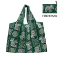 Foldable green Oxford shopping bag with elephant pattern and geometric print - Dark Green Elephant Pattern