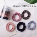 Set of 100 high-elastic hair ties in 5 colors for toddlers in a clear storage jar - 100Pcs Korean 5 Colors Canned