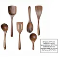 6-piece acacia wood kitchen utensil set including spatula and spoons with natural grain - Confusa Acacia 6-Piece Set / Approx. 500g