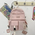 Zaino in tela rosa con tasche multiple e spazio funzionale per gli studenti - Rosa
