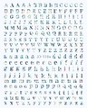 Blue-green floral alphabet nail stickers with uppercase and lowercase letters JO-1784 - 1784-Laser Silver