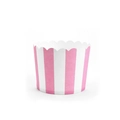 Detail einer pink-weiß gestreiften Muffinform mit elegantem Wellenrand zum Backen - Rosa Breites Streifenmuster