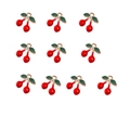 Set of 10 red cherry alloy pendants with green leaves and gold finish for DIY jewelry - 2# Cherry Style