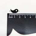 Yin Yang Tai Chi black alloy pendant accessory shown with ruler for size reference - Silver Black Double Loop 10*18mm