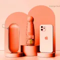 Orange red mini flat folding umbrella with matching capsule case and UPF 50+ sun protection - Orange Red + Capsule Box