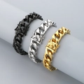 Pulseras de eslabones cubanos hip-hop para hombre en negro mate, plata y oro - Cierre de Cabeza de Dragón (Ancho 13mm Largo 21cm) / Dorado