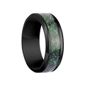Men's black titanium steel ring featuring green and purple Celtic dragon inlay design - Size 5 / Black with Green Base Black Dragon Pattern