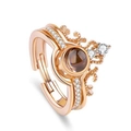 Anillo de proyección corona en oro rosa con doble capa y banda abierta ajustable - Abierto Ajustable / Estilo de Proyección de Corona / Oro rosa