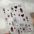 Gothic nagelstickers M-1222 met donkere spin, oogbal en rode hartontwerpen - Gothic Oog Donkere Stijl (M-1222) / Platte Geleelijm Type