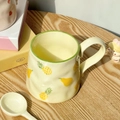 Cute pale yellow ceramic pineapple mug and spoon set on a warm wooden tabletop - Pineapple Mug (No Spoon)