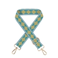 Blue geometric weave strap with orange diamonds and gold metal lobster clasps - Ethnic Style 18