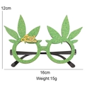 Green glitter hemp leaf Christmas novelty glasses with Merry Christmas gold text - Green Leaf Glasses