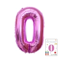 Purple number 0 foil balloon in metallic finish with 40 inch card packaging for parties - Number 0 / 40 Inch/With Paper Card / Rose Red