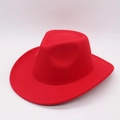 Classic red wide brim fedora hat in wool felt material for elegant fashion styling - One Size (57-60cm) / Red (Plain Hat)