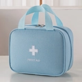 Kit di pronto soccorso azzurro portatile con maniglia e croce medica per viaggio - Taglia Grande (Doppia Maniglia) / Blu