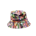 Close-up detail of the colorful tropical floral print on a cotton bucket hat - One Size / Tropical Flower Sand Texture (05)