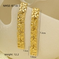 Macro shot of 18K gold plated square hammered texture dangle earrings, 7.2cm length - Gold (NMSE-B718-1)