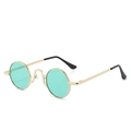 Mini round vintage sunglasses with gold metal frame and mint green lenses for pets or dolls - Gold Frame Green