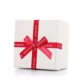Caja cuadrada para reloj blanco perla con lazo rojo y texto Crystal Jewelry - 9x8.5x5.5/Blanco Con Lazo