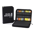 60-color dual brush pen set with a black zipper carrying case for coloring and drawing - Black Barrel 60 Colors CD Case