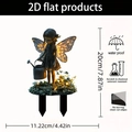 Acrylic garden fairy plant stake with warm LED lights in a bronze finish and 2D design - No.15 (0.2cm Thickness)