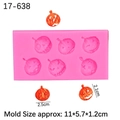 Pink 6-cavity Halloween pumpkin silicone mold for DIY chocolate and cake decoration - 4#-Pumpkin Faces / Pink