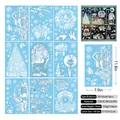 White Christmas window static stickers set featuring reindeer and snowman patterns - Christmas Clock 9-Sheet Set