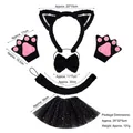 Black sequined cat costume set with ears headband bow tie gloves tail and tutu skirt - Black Faux Fur Sequin Cat Ear Set With Gloves and Star Tutu Skirt