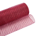 Vibrant red Christmas mesh ribbon roll with shimmering metallic gold stripes and wire edges - Wine Red Metallic Mesh (9m/Roll)