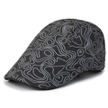 Gorra plana de invierno para hombre con patrón topográfico gris sobre lana negra suave - Ajustable / Gris