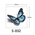 3D blue butterfly tattoo sticker model S-032 with 60mm by 60mm square dimensions - 3D Blue Butterfly Style (S-032)