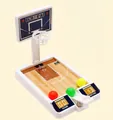 Mini desktop basketball toy in white finish with electronic scoreboard and launcher - White