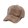 Gorra de béisbol de invierno en felpa marrón cálido con visera curva clásica y suave - Marrón